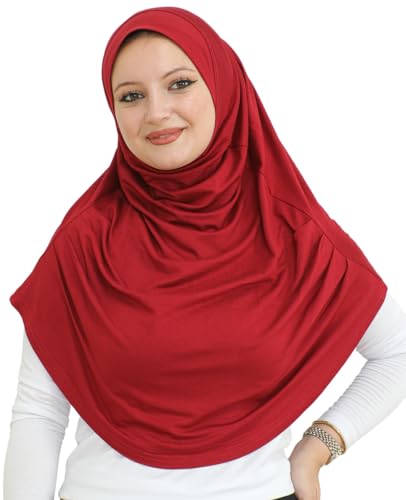 Prien Ready To Wear Hijab For Women, Instant Turban, Soft Muslim Scarf For Prayer, Long Hijabs, Islamic Clothes, Jersey Abaya - color: Burgundy