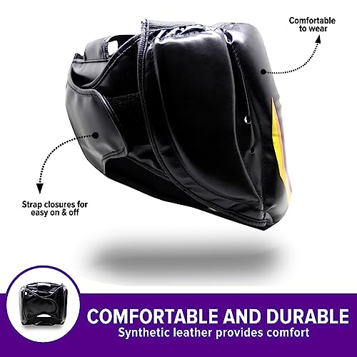 TRAINED Boxing Headgear Black S/L Use for MMA Training Kickboxing, Muay Thai, Sparring, Karate and Taekwondo Head Guard. - size: Small, style: Spartan