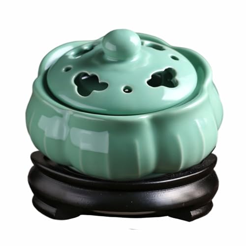 Electric Resin Burner with Timing,Ceramic Incense Burner,Frankincense Bakhoor Censer 110 V for Home Porch,Patio,Garden,Office,Yoga, Living Room, Meditation Room (Green)
