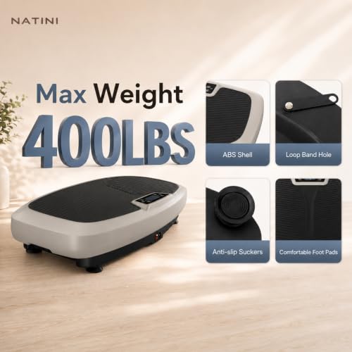 Natini Vibration Plate Exercise Machine - Power Vibrating Plate for Lymphatic Drainage,Whole Body Workout Machine for Women Weight Loss Home Fitness, - style: Com Grey