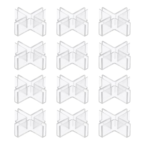 uxcell 12Pcs Plastic Glass Connector, Suitable for 3mm Thick Cross Shaped Glass to Glass Clamp, Fixing Bracket Rimless Clip Holder for Aquarium Fish Tank Display Shelves, Transparent - color: Transparent, size: 3mm