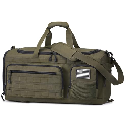 G4Free 3-in-2 Duffle Bag Travel Gym Sports, Large Tactical Duffel Backpack | 50L/65L with Shoes Compartment and Wet Pocket, Military Workout Bag for Men and Women, Dark Tan - color: Dark Tan
