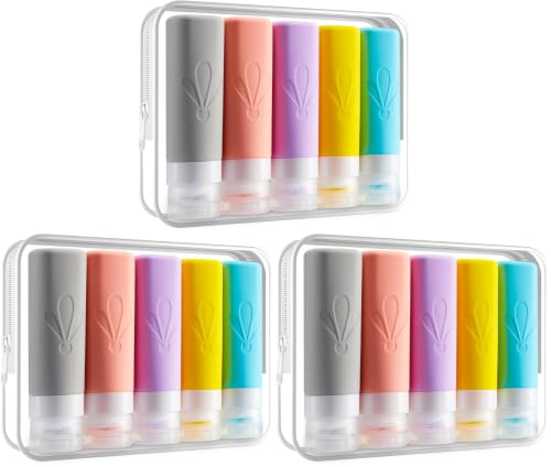 INSFIT Travel Bottles for Toiletries, TSA Approved 3oz Travel Size Toiletries, BPA Free Leak Proof Squeezable Silicone Tubes Travel Essentials for Shampoo Conditioner Lotion Soap (Pack of 3) - color: Multicolored, size: 3 Ounces (Pack of 3)