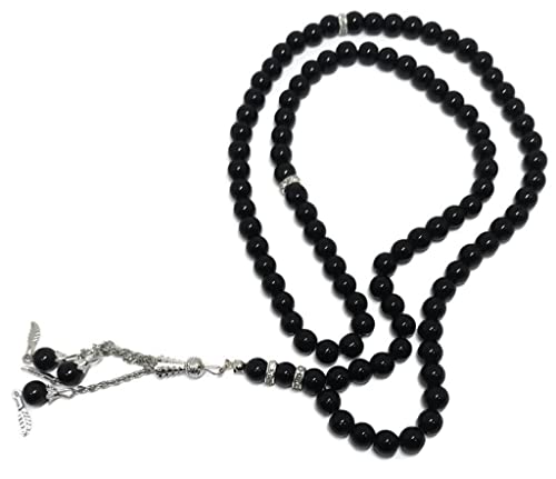 Muslim Tasbih 99 Bead AMN-325 Islam Car Mirror Hanging Ornament Prayer Rosary Misbaha Colorful Design Islamic Religion Eid Ramadan Gift (Black) - color: Black
