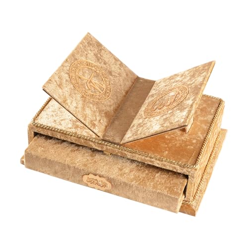 Quran Book with Rahle, Quran Stand, Islamic Gift, Muslim Gift for Eid Ramadan (Cappucino) - color: Cappucino