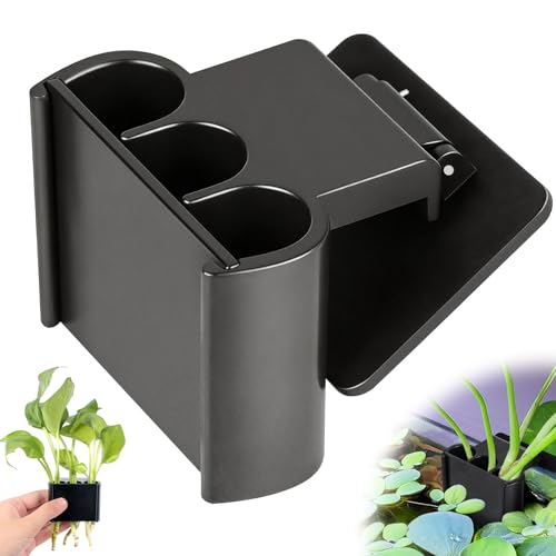 sogiv 3 Holes Aquatic Plant Cups, Hanging Aquarium Plant Holder, for Fish Tank Plants Potting, Aquascape Accessories Decorations, Black, 1 Pcs - color: Black, 1 Pcs