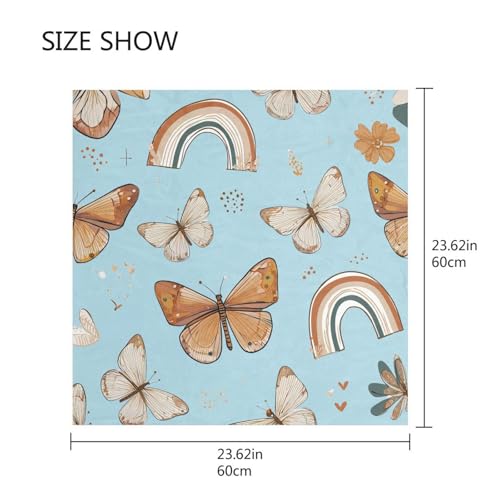 Women's Silk Scarf Square Satin Head Scarves Fashion Neck Scarf Hair Wraps Silk Bandana - color: Bohemia Butterfly Rainbow
