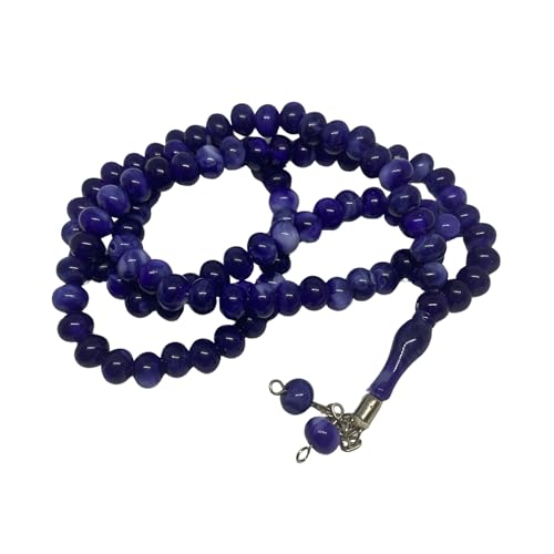 Tasbih Prayer Beads 99, Muslim Prayer Beads, 10 mm Islamic Prayer Beads, Tesbih Turkish 99, Prayer Dhikr Beads, Tesbih Beads (Purple-White) - color: Purple-White