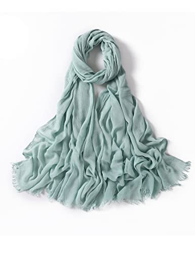 Txameru Hijab Scarf for Women - Muslim Rayon Crinkle With Fringe Edge - color: Light Mint