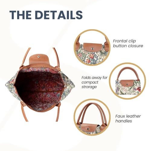 Signare Tapestry Foldable Tote Bag Reusable Shopping Bag Grocery Bag - color: Golden Lily