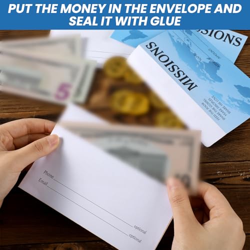 Woanger 500 Count Tithes and Offering Envelopes for Donation Envelope Bill Size Checks and Cash for Tithes and Offering (Missions) - style: Missions