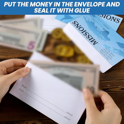 Woanger 500 Count Tithes and Offering Envelopes for Donation Envelope Bill Size Checks and Cash for Tithes and Offering (Missions) - style: Missions