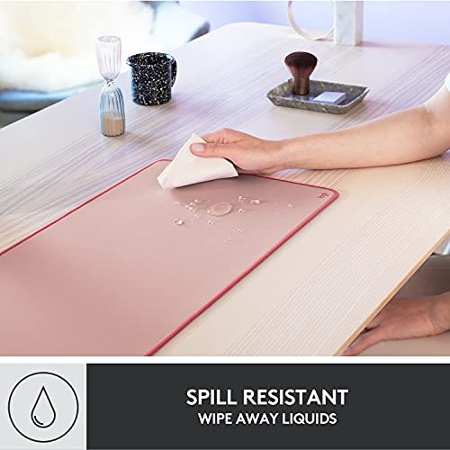 Logitech Desk Mat Studio Series Large Pad 30L x 70W cm - Darker Rose | Multifunctional large pad, extended mouse surface, office desk protector, anti-slip base, spill-resistant - color: Darker Rose