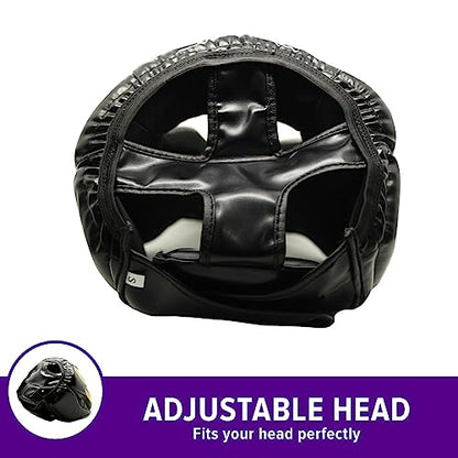 TRAINED Boxing Headgear Black S/L Use for MMA Training Kickboxing, Muay Thai, Sparring, Karate and Taekwondo Head Guard. - size: Large, style: Spartan