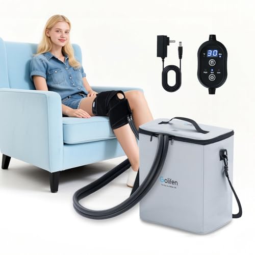 Cold Therapy Machine with Programmable Timer, Cryotherapy Pain Relief with Compression Pad, Portable Ice Machine for Knee After Surgery