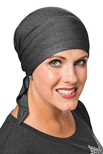 Cardani Instant Tie Headscarf - Padded Easy Tie Triangle Scarf in Luxury Viscose from Bamboo - color: Luxury Bamboo - Charcoal