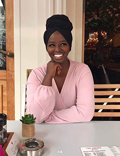 Harewom Head Wraps for Black Women, 71" Long Soft African Turban Hair Scarf - color: 1 Pcs- Black