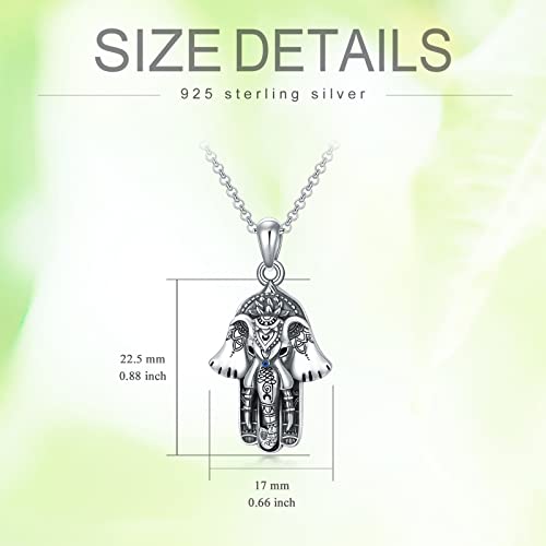 PROESS 925 Sterling Silver Hamsa/Allah Necklace Evil Eye Amulet Jewelry Gifts for Men Women - style: Hamsa Elephant Necklace