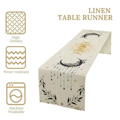 Sun Moon Table Runner, Astrology Mystical Sun Moon Stars Clouds Witchy Tarot Gothic Holiday Kitchen Dining Table Runner for Kitchen Living Room Home Party 13x36in - color: Moon-10, size: W13''xL36''