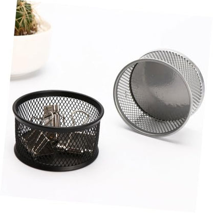 4PCS Paper Clip Mesh Holder Lid Creative Desk Organizer Self-Dispensing Paper Clip Dispenser for Office and School Use