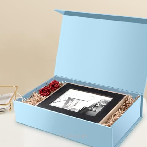 PACKHOME 6 Extra Large Gift Boxes 17.5x11.3x4.3 Inches, Baby Shower Boxes with Magnetic Lids for Clothes and Large Gifts (Glossy Light Blue) - color: 17x11x4 Inch-Light Blue-Pack of 6