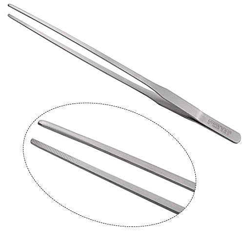 FEITA Aquarium Tweezer Set - Long Stainless Steel Curved & Straight Feeding Tweezers Scissors Maintenance Tools Kit (3 Pcs) - color: Sliver 3pcs