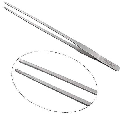 FEITA Aquarium Tweezer Set - Long Stainless Steel Curved & Straight Feeding Tweezers Scissors Maintenance Tools Kit (3 Pcs) - color: Sliver 3pcs
