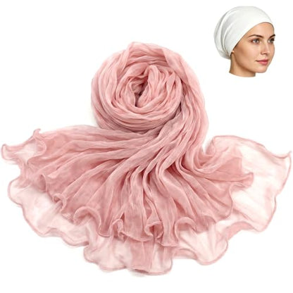 Premium Hijab Head Scarf Shawl Wrap for Muslim Women Lightweight Scarf for women - color: 09~bright Pink