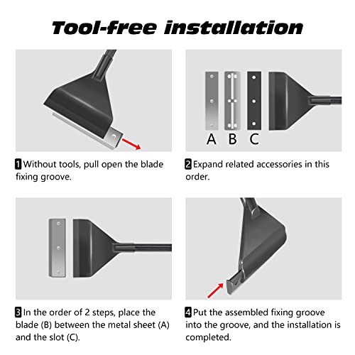 YOFOTHS Algae Scraper for Glass Aquariums, 25.6inch | Fish Tank Cleaner Tool, 10 Blades, Aluminum Alloy, Long Handle, Tool-less Installation