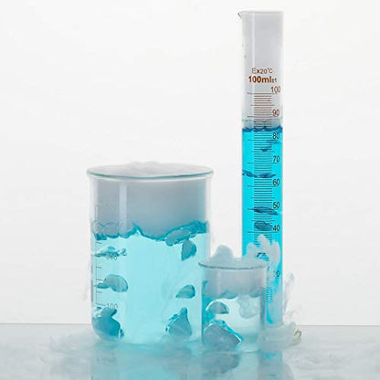 Glass Graduated Cylinder and Beaker Set 9 Pieces with Droppers | 4 Cylinders in 10 25 50 and 100ml, 3 Beakers in 50 100 and 250ml, 2 Droppers, for Lab Measuring and Experiments