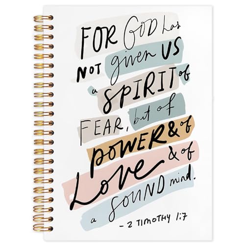 NATSUNO Boho Christian Spiral Notebook Journal 5.5x8.3in, 2 Timothy 1:7 Bible Verse Notebooks for Note Taking, Prayer Scripture Journal, Religious Bible Journaling Hardcover Notebook - color: For God has Not