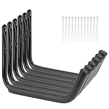 Kayak Storage Rack, Heavy Duty Wall Mount Kayak Hanger for Secure Storage, Garage Hooks for Kayaks, SUP Paddle Boards, Canoes, Surfboards - size: 10.5" x 15", Pack of 6