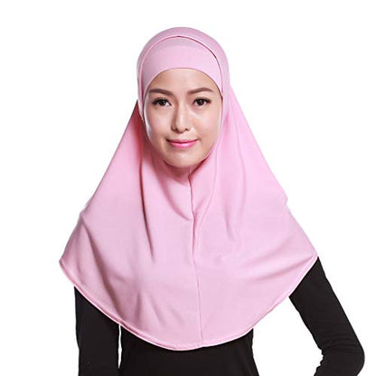 XISAOK Womens 2 Piece Solid Color Amira Jersey Muslim Hijab Soft Cotton Stretch Head Scarf with Tube Inner Underscarf Cap Hood White