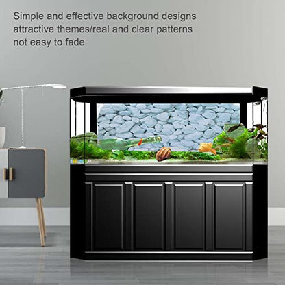 HEEPDD Aquarium Background, 91x50 Cm White Pebbles Pattern PVC Self Adhesive Wallpaper No Removal Terrarium Background for Fish Tank Decoration - size: 91*50CM
