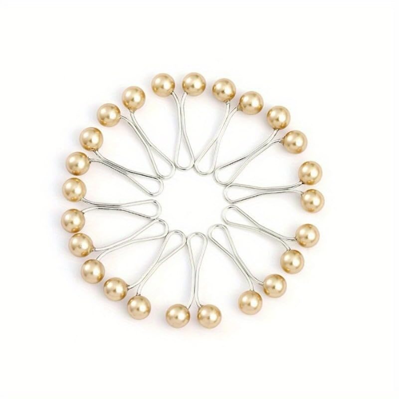 12Pcs/Lot Anti Slip Brooch Headscarf Shawl Scarf Lady Fixed Pins Scarf Hijab Clips Pearl Stylish Brooch for Women Jewelry - color: Gold