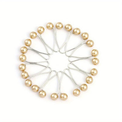 12Pcs/Lot Anti Slip Brooch Headscarf Shawl Scarf Lady Fixed Pins Scarf Hijab Clips Pearl Stylish Brooch for Women Jewelry - color: Gold