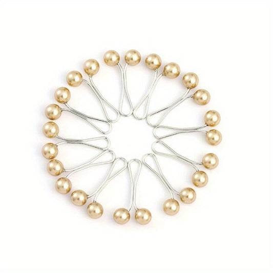 12Pcs/Lot Anti Slip Brooch Headscarf Shawl Scarf Lady Fixed Pins Scarf Hijab Clips Pearl Stylish Brooch for Women Jewelry - color: Gold