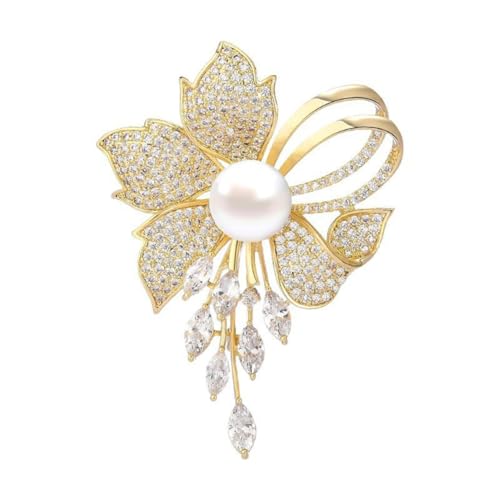 Chic Pearl Crystal Brooch Pins for Women Girls Fashion Shawl Pin Corsage Brooch Party Ceremony Accessories Dance Banquet Pins - color: LWA0007-11