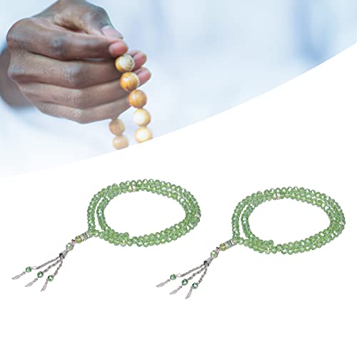 2Pcs Muslim Prayer Beads, 99 Beads Mihrab Separators Count Exquisite Design Tasbih Prayer Beads for Hand Bag, Wood Tasbih Prayer Beads Islamic Prayer Beads(Emerald) - color: Emerald