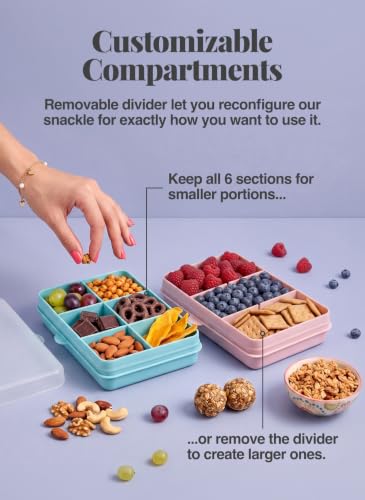 melii Snackle Box | 6-Compartment Divided Snack Container, BPA-Free Food Storage with Removable Dividers for School, Travel & On-the-Go Snacking Purple Cat - color: Cat