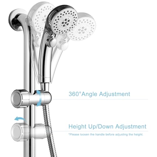 OFFO ADA Shower Head Holder, Adjustable 1.18-1.26 in(30-32 mm) Hand Shower Bracket for Handicap Grab Bar, Detachable Slider Clamp Bathroom Replacement, 361 Degree Rotation Sprayer Holder, Chrome - size: 1.18”-1.26“