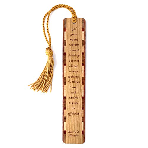 Serenity Prayer Wooden Bookmark | Inspirational Recovery Prayer Gift of Hope and Encouragement for Readers | Handmade Wood Bookmark with Tassel | Made in the USA - size: Original, style: Serenity Prayer God Grant Me