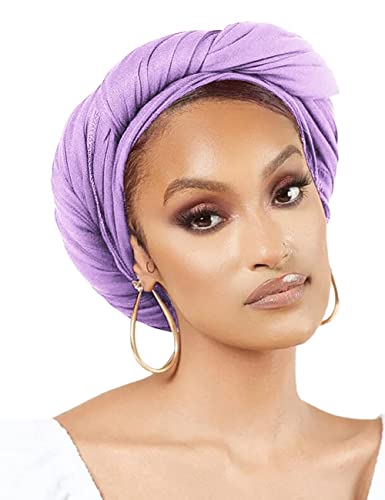 Nonbongoy Head Wraps for Black Women 71"x32" Long Soft Jersey Hijab Turban - color: 1- Light Purple Headwrap
