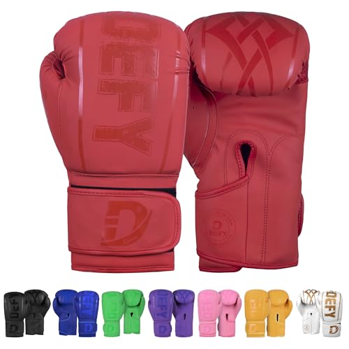 DEFY Boxing Gloves for Men & Women - Premium Quality Synthetic Leather Boxing Gloves for Training - Perfect for Punching Heavy Bags, Sparring, & Fighting Gloves - color: Red, size: 10oz