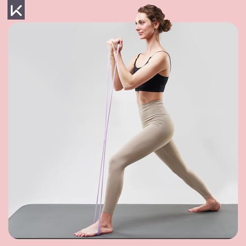 Keep 3-Pack Figure 8 Resistance Bands - 15 lbs Stretch Exercise Cords for Arm Toning, Yoga & Pilates - Durable Non-Slip Fitness Bands Set for Women & Men (15 lbs Pink/Purple/Blue)