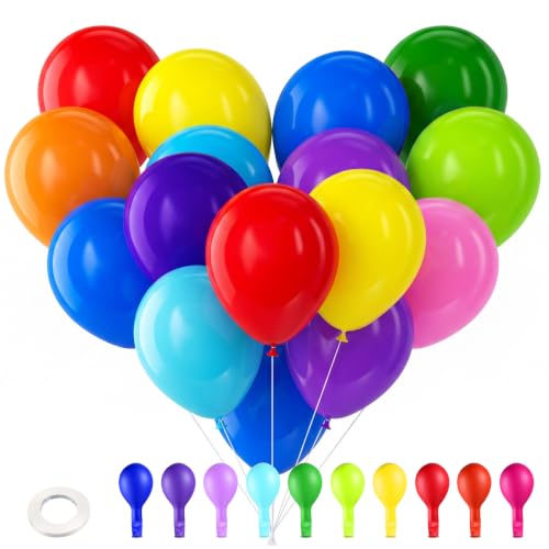 150 pcs Rainbow Latex Balloons, 5 inches Assorted color ballons, Round Helium Bright Color Balloons for Birthday Baby Shower Wedding Party Decorations - color: Multi-color, size: 5 inches