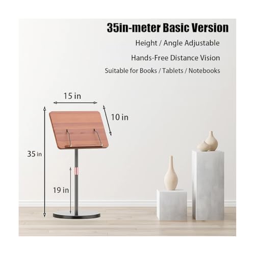 Adjustable Standing Book Stand,Book Reading Stands,Wood Music Sheet，Podium& Bible& Cookbooks Display Stands.Goodbye to Head Down Fatigue Adjustable Viewing Angle (Black, 35in) - color: Black, size: 35in