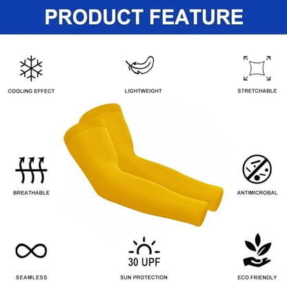 Arm Sleeves for Women Men Hand Cover Cooling Compression Arm Sleeve Tattoo Cover Up Sleeves to Cover Arm Warmers - color: Lemon Yellow