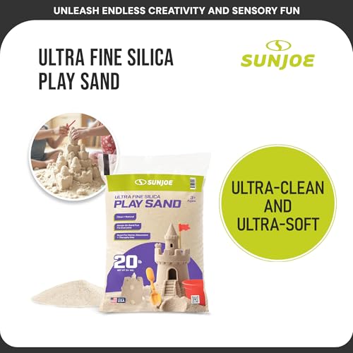 Sun Joe Silica Play Sand for Sandbox, Sensory Table & Gardens, PLYSAND20 | 20 Lb Bag - Indoor & Outdoor Craft Accessory for Molding, Digging & Sculpting, PLYSAND20 - size: 20 lb