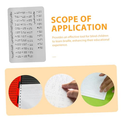 FRCOLOR Braille Alphabet Board Raised Dots for Arabic Letters Beginner Braille Learning Tool for Blind Boy Girl and Adults Tactile Feedback Educational Resource Aluminum
